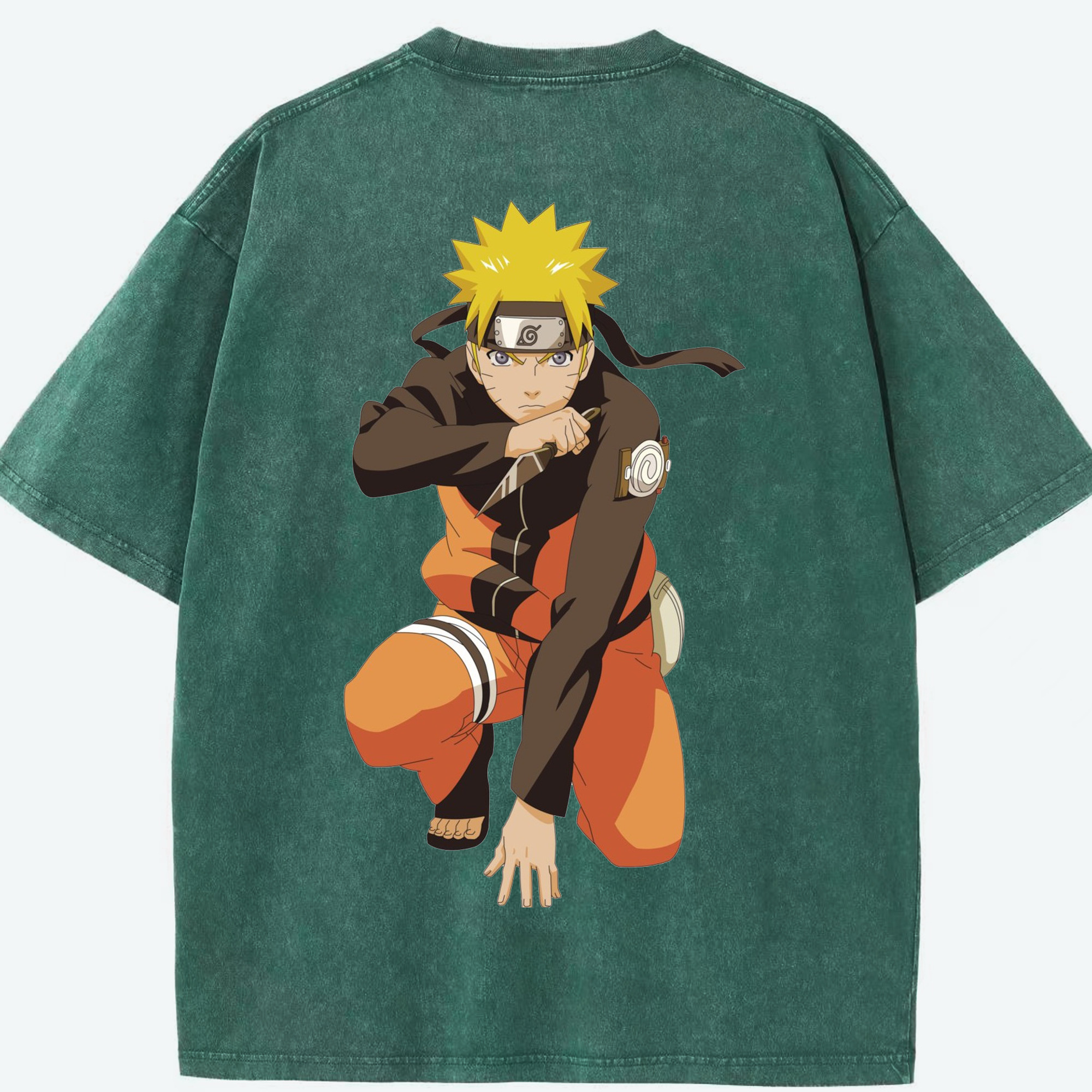 （画像用） NARUTO -ナルト- うずまき ナルト Uzumaki Naruto 綿100% ヴィンテージ風 半袖Tシャツ（背面プリント）